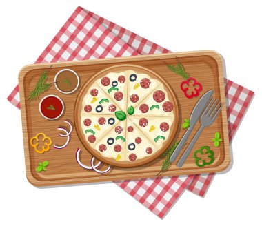 Tahta tepside peynirli pizzanın en iyi görüntüsü.