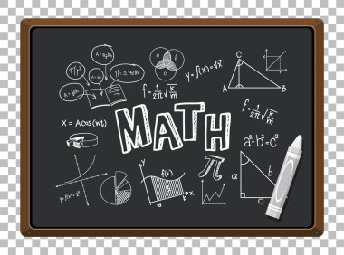 Tahtadaki matematik formülü izole ızgara arkaplan resimlemesi