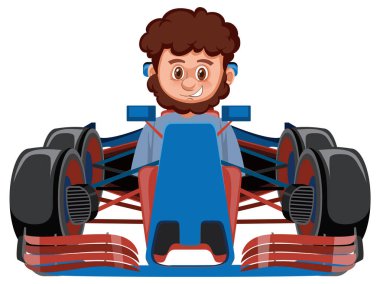 Formula 1 yarış arabası çizimi kullanan bir adam.
