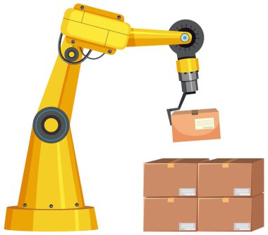 Fabrika illüstrasyonunda kullanılan bir robot makine.