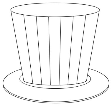 Silindir şapka siyah ve beyaz karalama karakteri çizimi