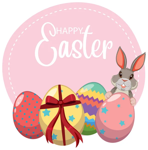 Happy Easter Ontwerp Met Konijn Eieren Illustratie — Stockvector