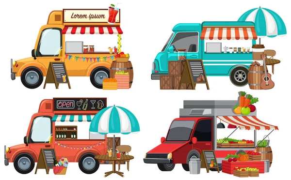 Concept Marché Aux Puces Avec Ensemble Différentes Illustrations Vente Bottes — Image vectorielle