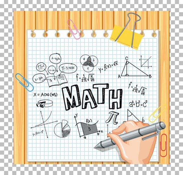 Ręczne Pisanie Formuły Matematycznej Desce Drewna Ilustracji — Wektor stockowy