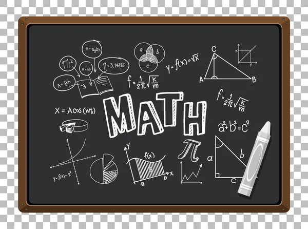 ブラックボード上の数学式絶縁グリッド背景イラスト — ストックベクタ