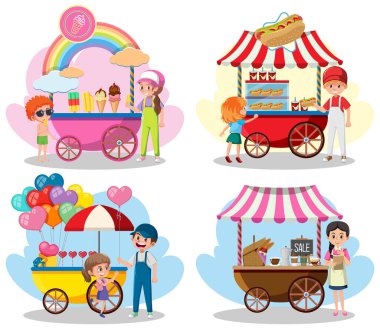 Farklı market resimleriyle bit pazarı konsepti