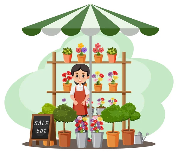 Conceito Mercado Pulgas Com Ilustração Loja Jardim —  Vetores de Stock