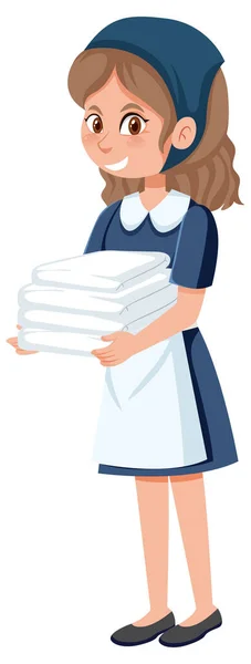 Eine Haushälterin Cartoon Figur Auf Weißem Hintergrund Illustration — Stockvektor