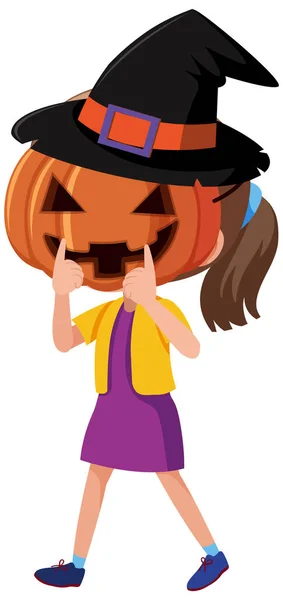 Una Chica Con Halloween Jack Linterna Ilustración — Vector de stock
