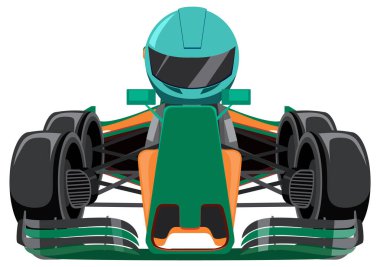 Yarışçı illüstrasyonlu Formula 1 yarış arabası.