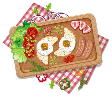 Ahşap tepside bruschetta 'nın en üst görüntüsü