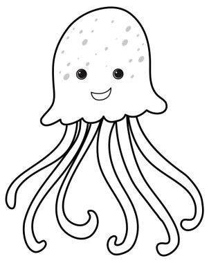 Siyah ve beyaz doodle karakter çizimi