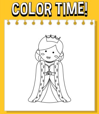 Renkli çalışma çizelgeleri şablonu! metin ve kraliçenin özet çizimi