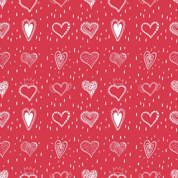 Illustrazione Del Modello Cuore Doodle Senza Soluzione Continuità — Vettoriale Stock