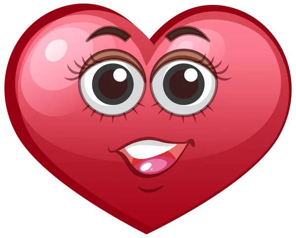 Emoticono Sonriente Del Corazón Sobre Fondo Blanco Ilustración — Vector de stock