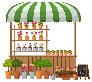 Bitki dükkanı illüstrasyonlu bit pazarı konsepti