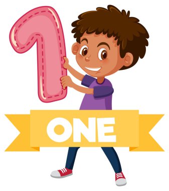 Çizgi film karakterini elinde tutan öğrenci beyaz arkaplan çiziminde izole edilmiş.