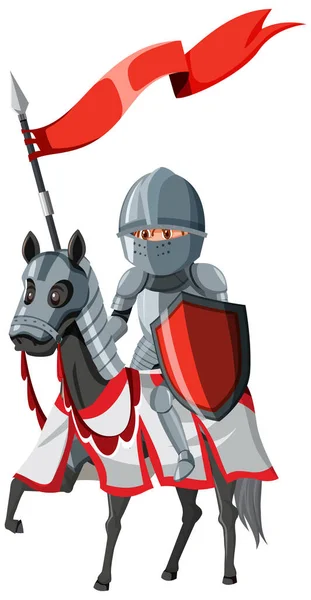 Средневековый Рыцарь Верхом Лошади Белом Фоне — стоковый вектор