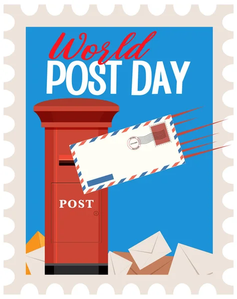 Světový Poštovní Plakát Poštovní Schránkou Ilustrací Obálky — Stockový vektor