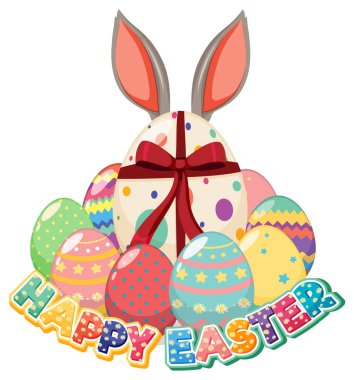 Tavşan ve yumurta resimli mutlu Paskalya tasarımı