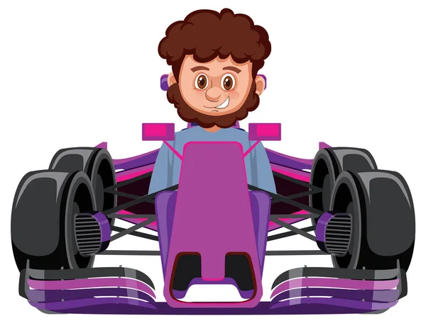 Homem Dirigindo Fórmula Carro Corrida Ilustração —  Vetores de Stock
