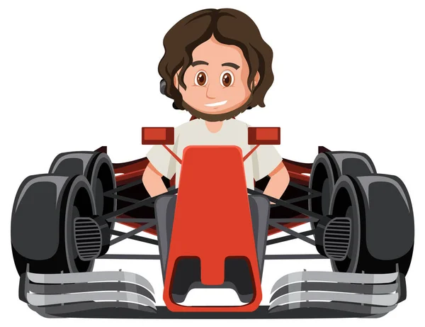 Homem Dirigindo Fórmula Carro Corrida Ilustração —  Vetores de Stock