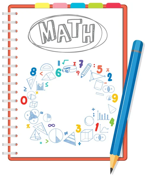 Formuła Matematyczna Doodle Stronie Notebooka Ilustracją Ołówka — Wektor stockowy