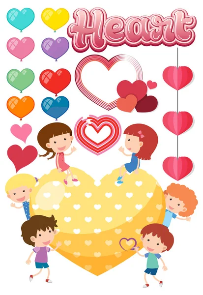 Tema San Valentín Con Muchos Corazones Ilustración — Vector de stock