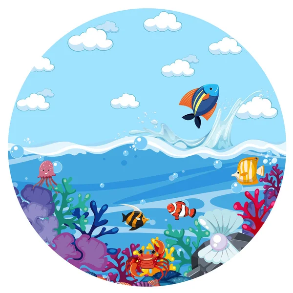 Water Splash Scene Fish White Background Illustration — Stock Vector