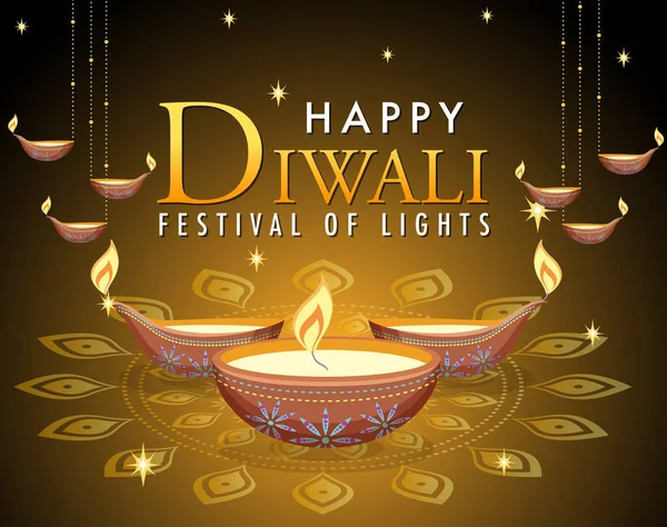 Diwali Indian Festival Lights Illustration — Stock Vector