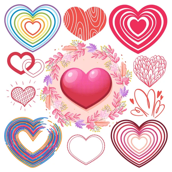 Tema San Valentín Con Muchos Corazones Ilustración — Vector de stock