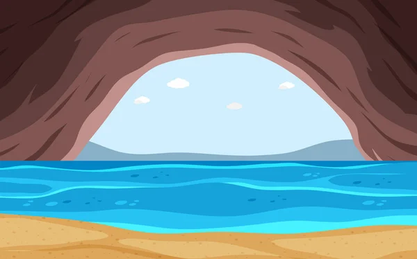 Fond Grotte Mer Illustration Style Dessin Animé — Image vectorielle