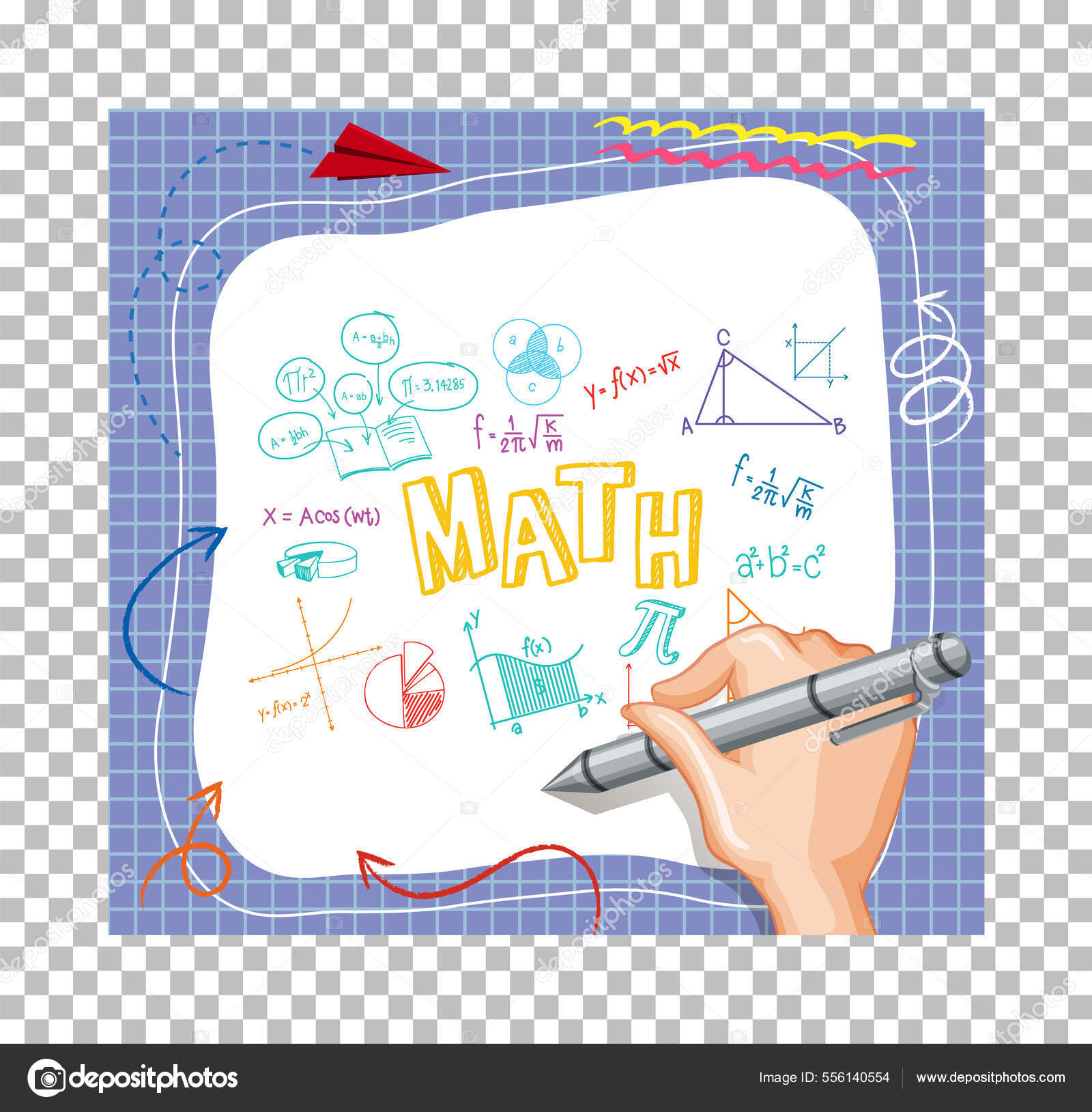 Hand Writing Math Formula Paper Note Grid Background Illustration Stock  Vector Image by ©brgfx #556140554