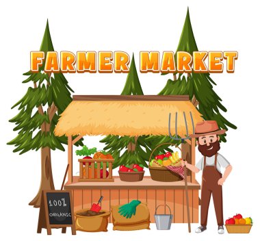 Meyve dükkanı illüstrasyonlu bit pazarı konsepti