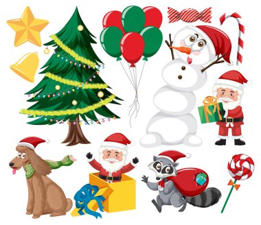 Ağaç ve süslemeli Noel seti