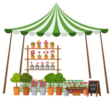 Bitki dükkanı illüstrasyonlu bit pazarı konsepti