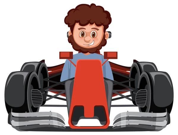 Człowiek Jazdy Formuła Jeden Wyścigowy Samochód Ilustracja — Wektor stockowy