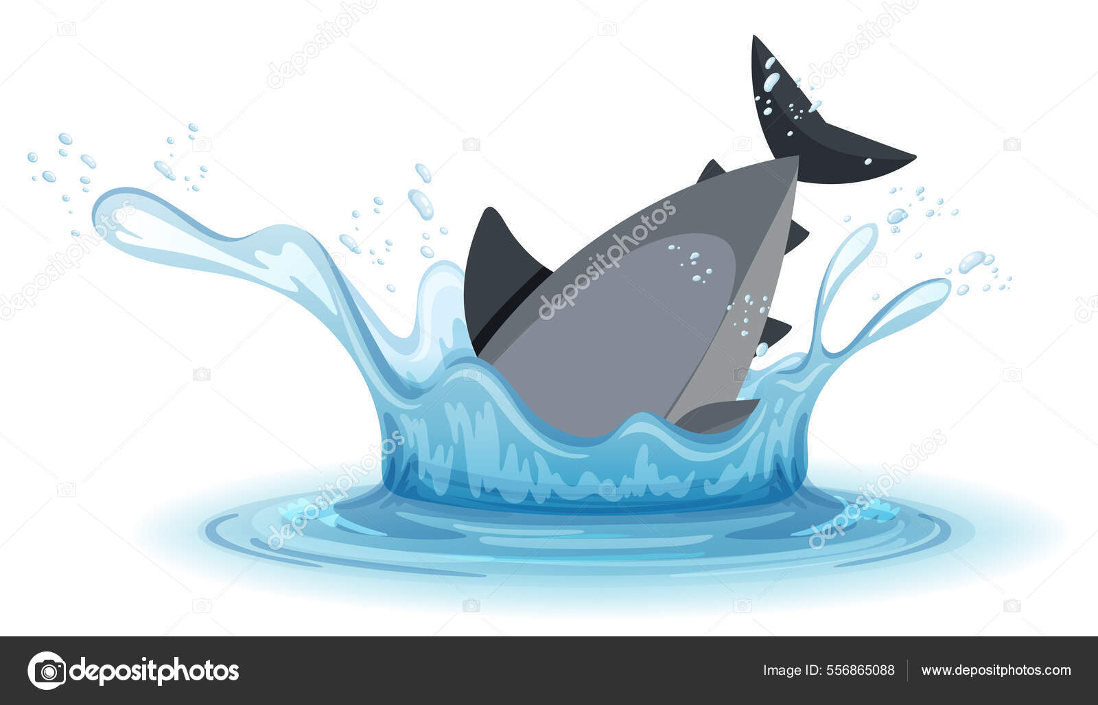 Water Splash Fish Tail White Background Illustration Stock Illustration ...