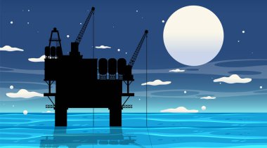 Offshore petrol platformu illüstrasyonlu petrol endüstrisi kavramı
