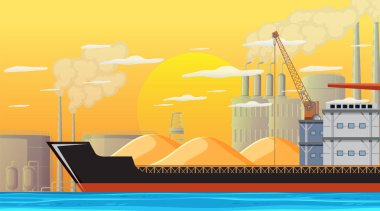 Offshore petrol platformu illüstrasyonlu petrol endüstrisi kavramı