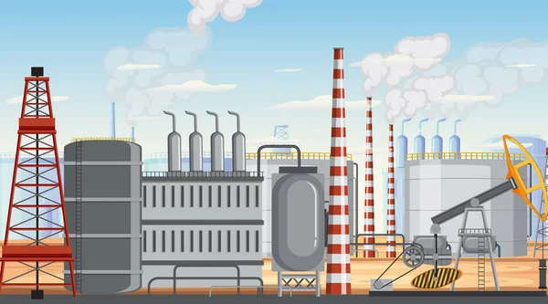 Illustrazione Del Concetto Scena Dell Industria Petrolifera — Vettoriale Stock