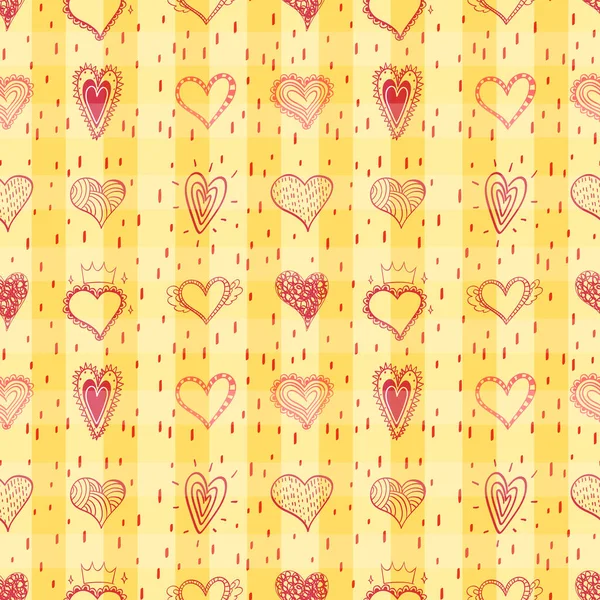 Seamless Doodle Heart Pattern Illustration — Stock Vector