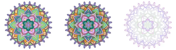 İnce çizgileri olan klasik mandala seti