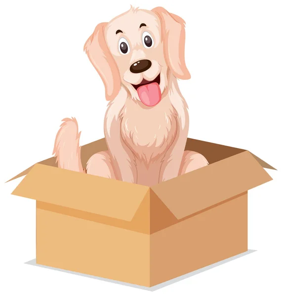 Dog Sitting Box White Background Illustration — Stock Vector