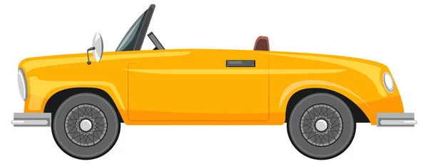 Mobil Kuning Klasik Dalam Ilustrasi Gaya Kartun - Stok Vektor