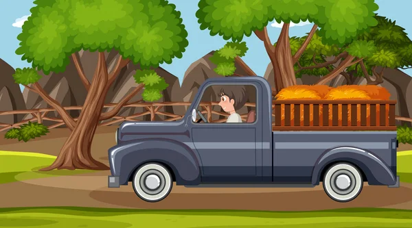 Klasyczna Koncepcja Samochodu Starym Samochodem Ciężarowym Ilustracji — Wektor stockowy