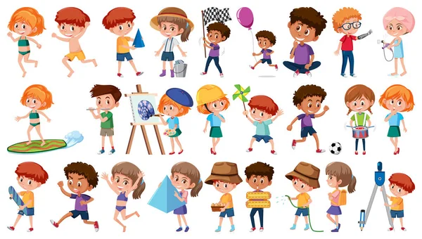 Set Children Doing Different Activities White Background Illustration Royalty Free Stock Vectors