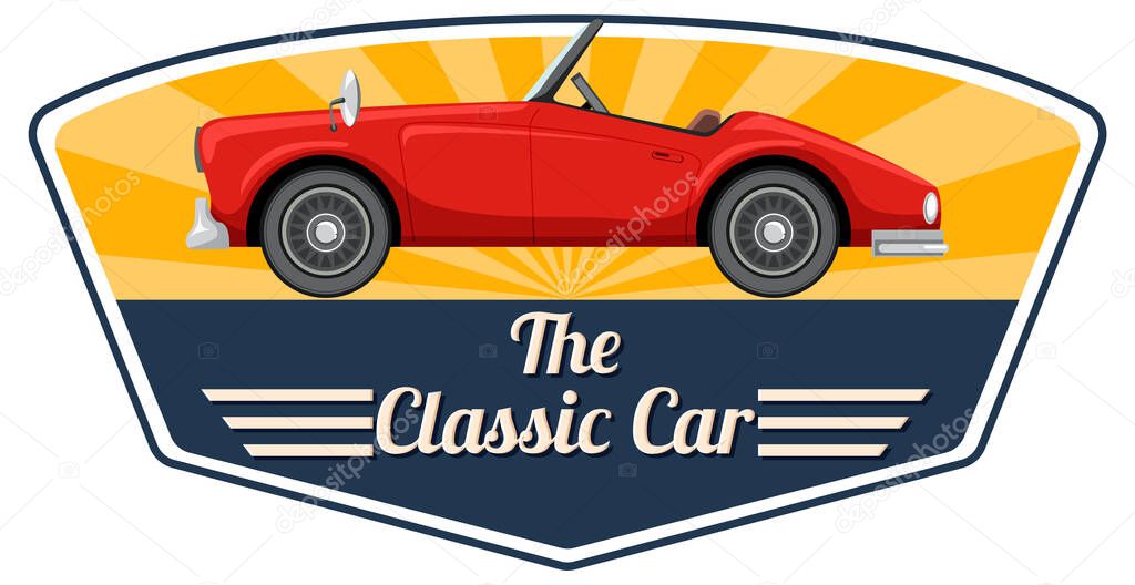 Classic car concept with old car side view illustration