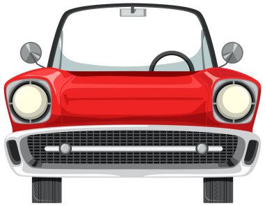 Çizgi film stilinde klasik kırmızı araba