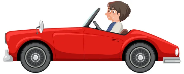 Pareja Coche Clásico Sobre Fondo Blanco Ilustración — Vector de stock